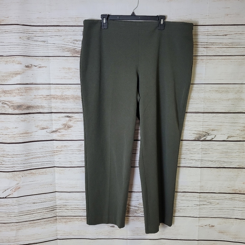 Talbots Curvy Fit Straight Leg Pants Size 20 Side Zip Green